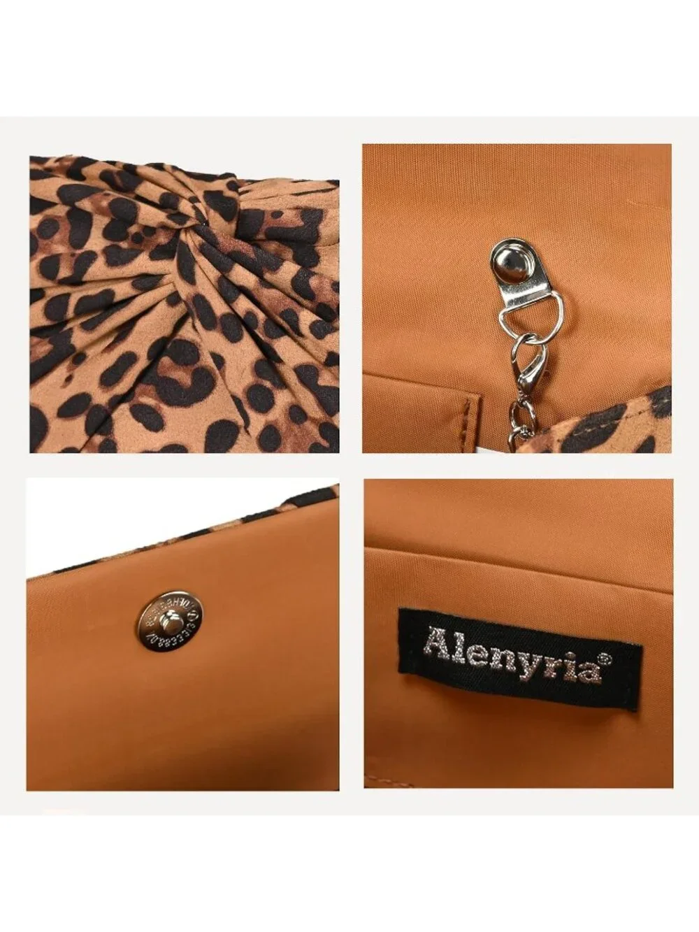 Women's Leopard Faux Suede Pleated Bow Clutch Purse For With Strap Evening Bag
